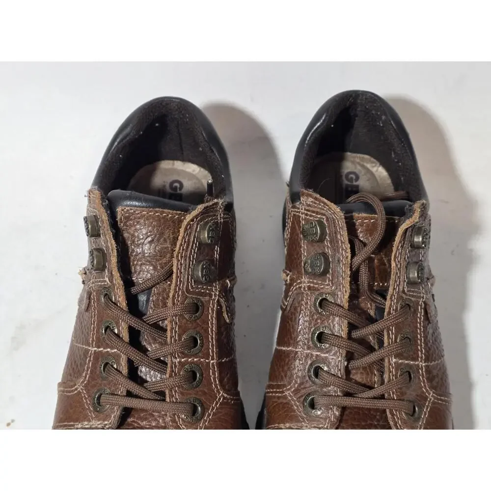 Vintage 90s Y2K Streetwear Mens 8 M Chunky Leather Platform Boots Shoes Brown